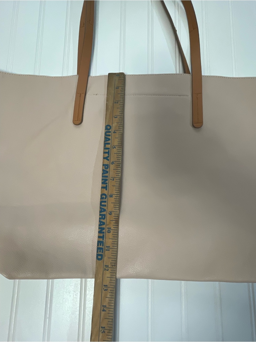 Boon Supply Blush Pink Vegan Leather Classic Tote with Tan Straps - Picture 5 of 16